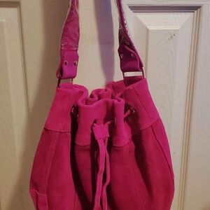 Deux Lux Pink Hobo Bag with Drawstring Closure and Soft Material